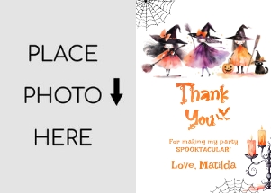 Witch photo thank you card design preview