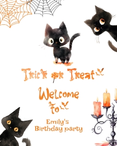 Black cat welcome sign design preview