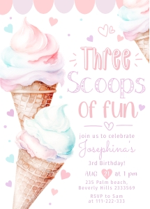 Three scoops of fun invite design preview