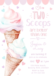 Two scoops are better invite design preview