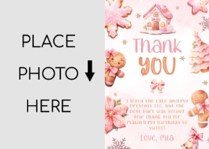 Cookie pink thank you card design preview