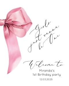 Pink Bow 1st welcome sign design preview