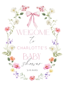 Wildflower Baby Shower Welcome sign template design preview