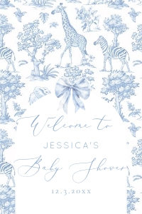 Toile de Jouy Safari animals Welcome sign editable template design preview