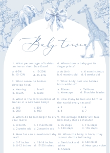 Baby Trivia: Toile de Jouy Safari Baby shower games