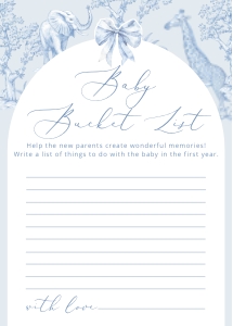 Baby Bucket List: Toile de Jouy Safari Baby shower games