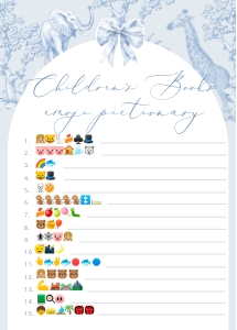 Baby Books emoji: Toile de Jouy Safari Baby shower games