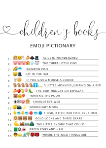Books Emoji Answer Key: Toile de Jouy Safari Baby shower games