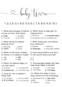 Baby Trivia ANSWER KEY: Wildflower baby shower games