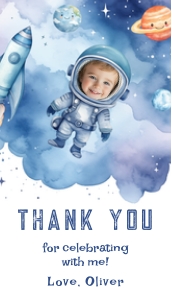 Editable Photo Astronaut Boy Birthday thank you tag design preview