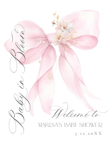 Pink Bow floral baby shower Welcome sign design preview