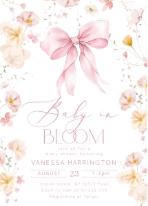 Floral Pink Bow Baby ikn Bloom Baby shower bundle design preview