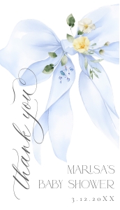 Editable Blue Bow floral baby shower Thank you tag design preview