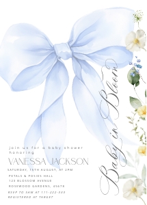 Blue Bow Baby in Bloom baby shower bundle design preview