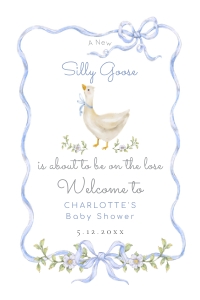 New Silly Goose Blue Bow Baby Shower Welcome sign design preview