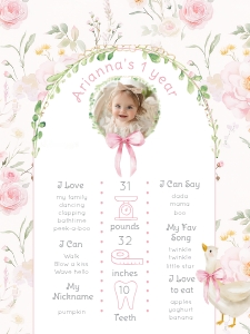 One Silly Goose pink Girl Photo Milestone editable  template design preview
