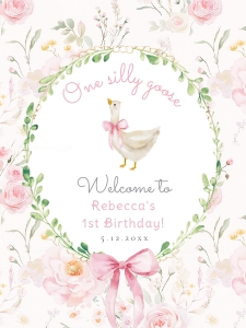 One Silly Goose 1st BIrthday Welcome sign template design preview