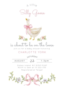 A new Silly Goose Pink Whimsical Baby Shower Bundle templates design preview
