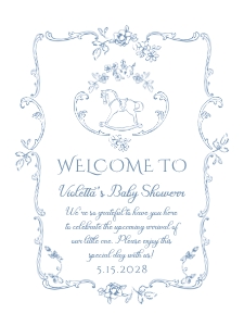 Toile de Jouy Rocking horse baby Shower Welcome sign design preview