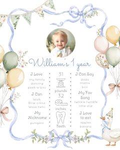 Boy One Silly Goose Photo Milestone Poster Editable template design preview