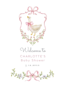 Pink Silly Goose Baby Shower Welcome sign design preview