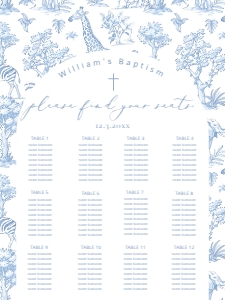 Toile Safari Baby Boy Baptism Seating Chart design preview