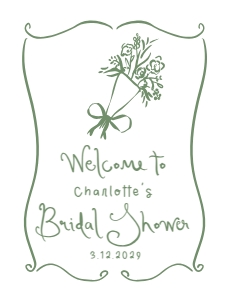 Whimsical Sage green Bridal Shower Welcome sign template design preview