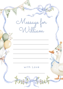 One Silly Goose Blue Boy Time Capsule with message template design preview