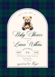 Polo Teddy bear Dark Plaid Baby Shower Bundle design preview