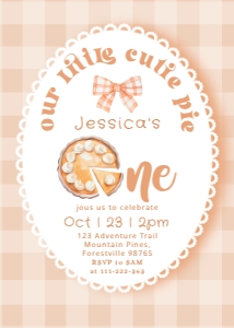 One Cutie Pie 1st Birthday invitation design preview