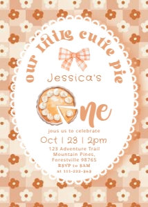 Little Cutie Pie Photo First Birthday invitation design preview