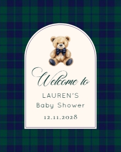 Polo Teddy Bear Theme Baby hower Welcome sign design preview