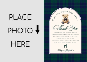 Polo Bear Photo Bear Birthday Thank  you card template design preview