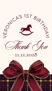Winter Rocking Horse Classic Plaid Favor tag template design preview