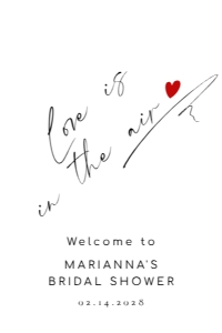 Love is in the air  Minimalist heart Bridal Shower Welcome sign design preview