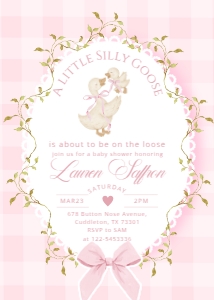 Pink New Silly Goose Baby girl shower bundle, Corjl template design preview