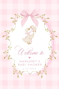 Mother goose pink baby shower Welcome sign template design preview