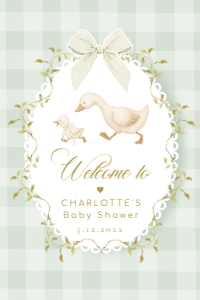 Sage Green Silly Goose Baby Shower Welcome sign template design preview