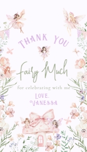 Thank you fairy much favor tag template Fairy First Birthday design preview