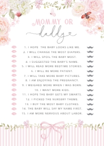 Mommy or Daddy: Wildflower baby shower games