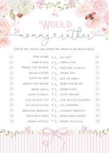 Would Mommy Rather: Wildflower baby shower games