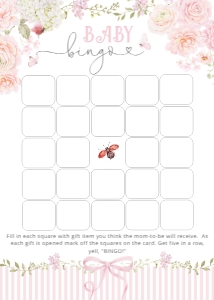 Baby Bingo: Wildflower baby shower games