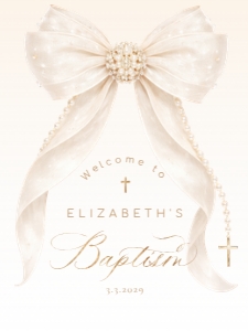 Editable Pearl Bow Baptism Welcome sign template design preview
