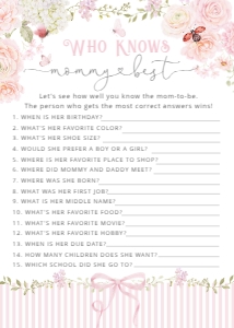 Who knows mommy best: Wildflower baby shower games