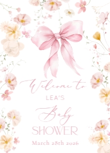 Floral Bow baby shower welcome sign design preview