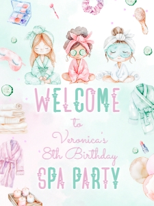Spa party Editable Welcome sign template design preview