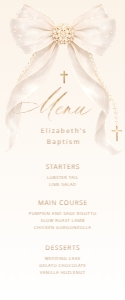Pearl Bow Baptism Menu Editable template design preview