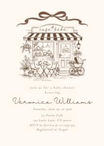 Cafe bebe baby shower invitation, French Coffee Shop invite design preview