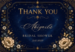 Romantasy Midnight Acotar Bridal Shower thank you card template design preview
