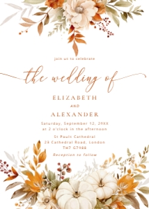 Fall terracotta Photo QR code wedding invitation template design preview